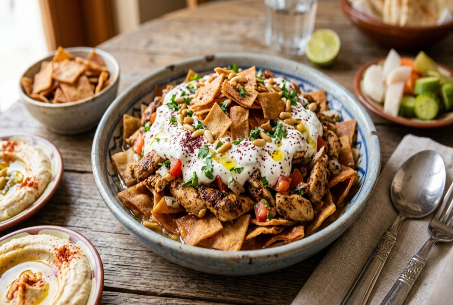 You are currently viewing فتة شاورما الدجاج – الشاورما السورية