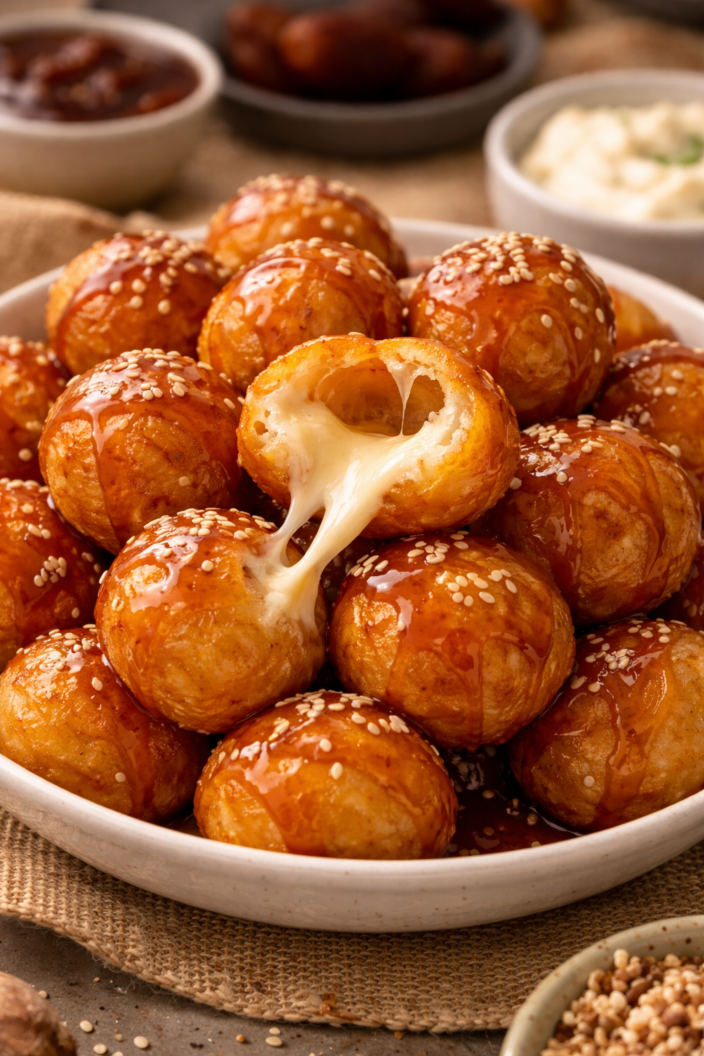 You are currently viewing لقيمات بالجبن (لقمة القاضي محشوة بالجبن الكريمي) بخطوات بسيطة في المنزل