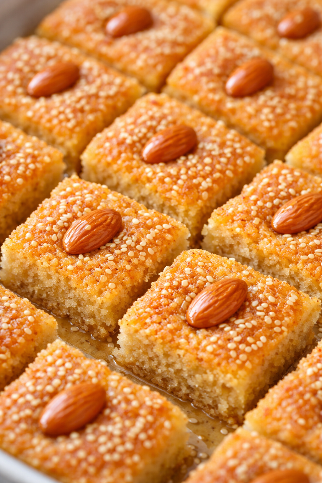 You are currently viewing البسبوسة المرملة الاصلية علي طريقة المحلات مع سر اللون الذهبي بالبيت