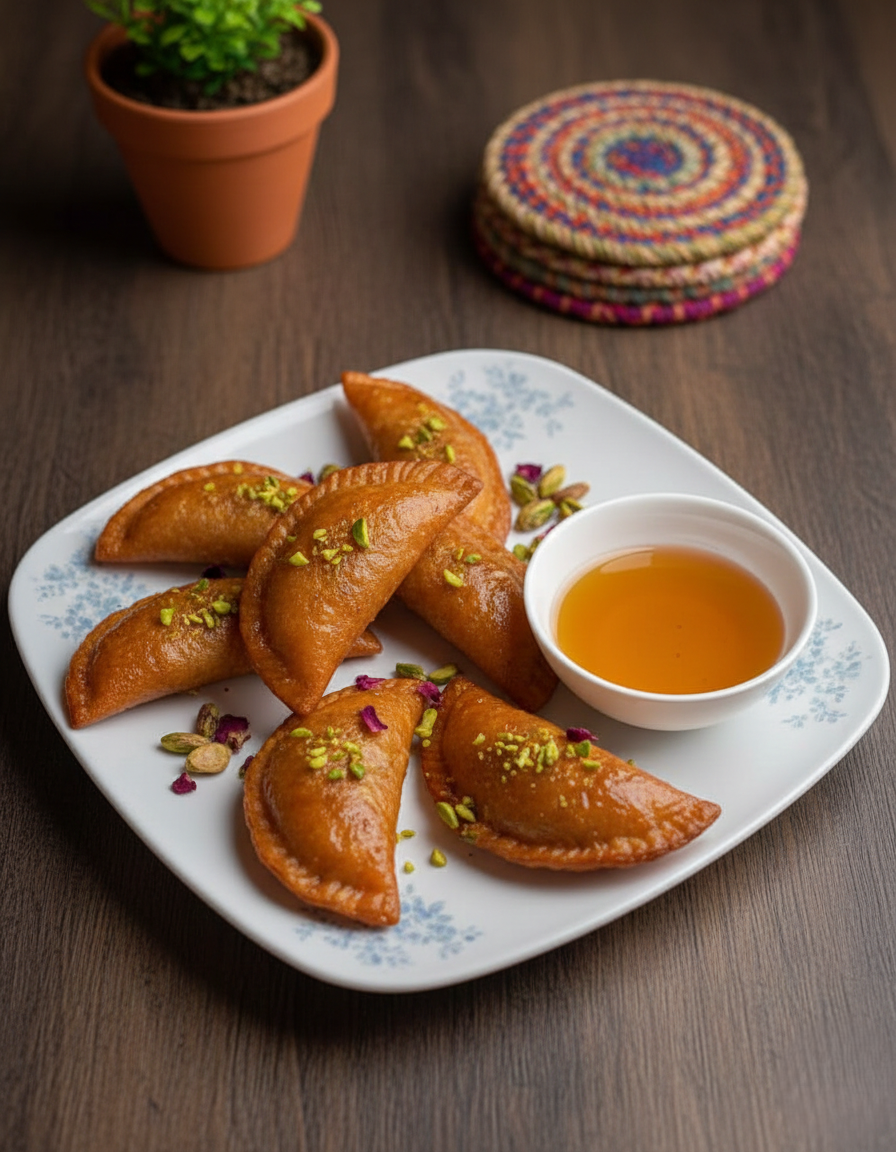 You are currently viewing القطايف المقلية بالجوز والقرفة – أسرار القرمشة التي تدوم طويلاً بلمسة شيف تيتا