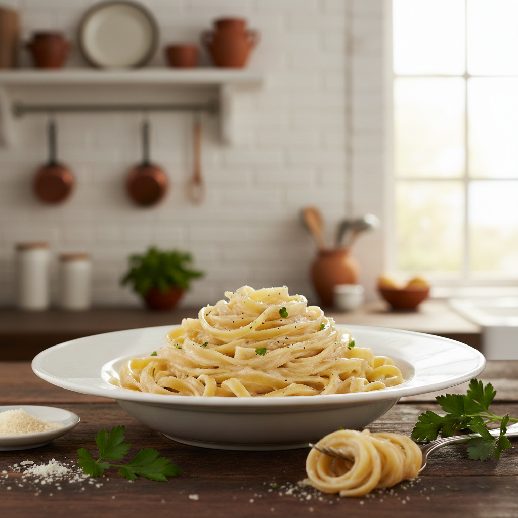 You are currently viewing طريقة عمل فيتوتشيني ألفريدو (بالمذاق الإيطالي الكريمي الفاخر)