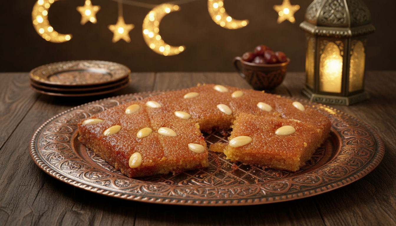 You are currently viewing طريقة عمل بسبوسة الزبادي (السر في القوام الطري واللون الذهبي)