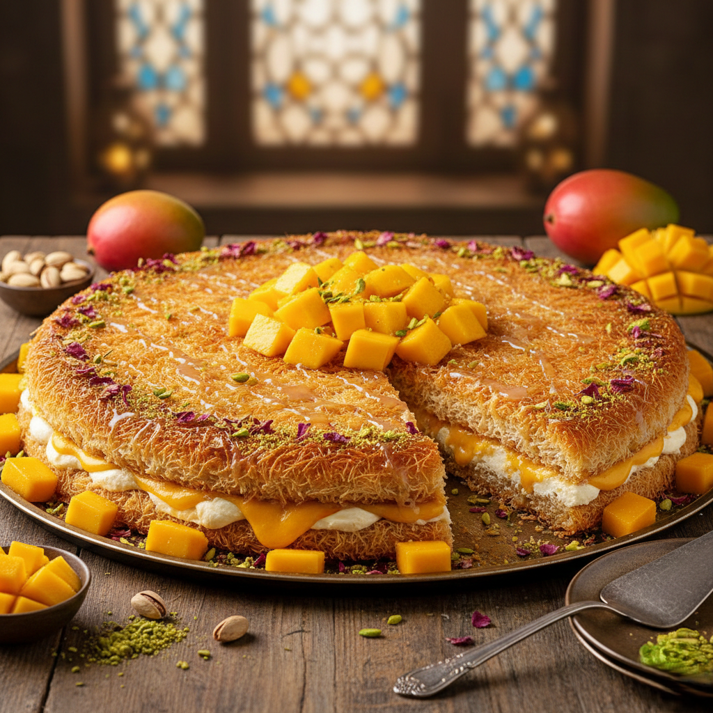 You are currently viewing كنافة بالمانجو والكريمة – سر القوام المقرمش والطبقات الغنية مع شيف تيتا