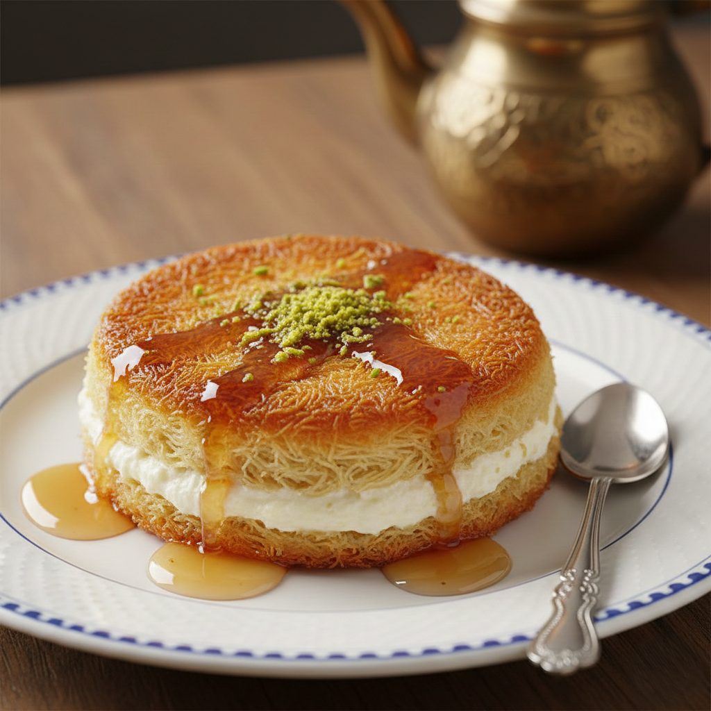 You are currently viewing ميني كنافة بالقشطة – أسرار القالب الذهبي والقوام الكريمي مع شيف تيتا