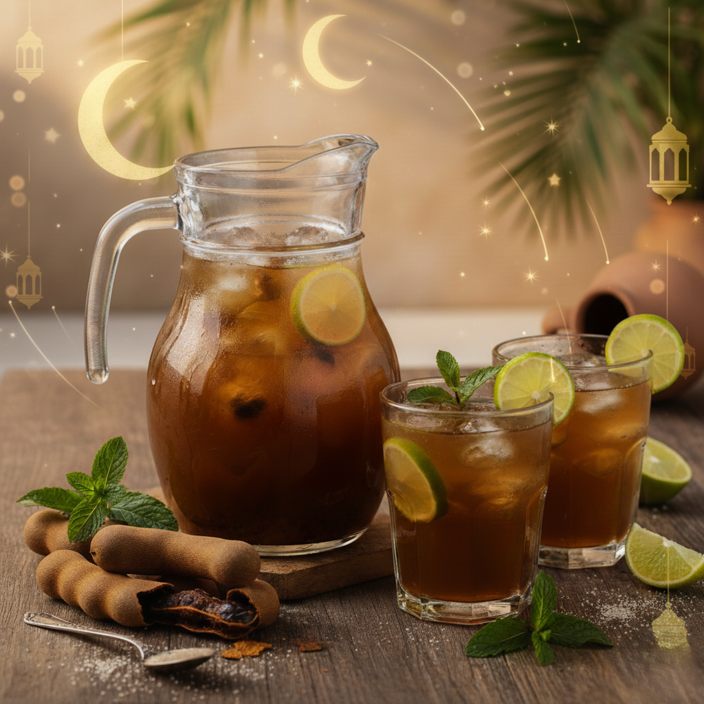 You are currently viewing عصير التمر الهندي الطبيعي بالكراميل (سر لون وطعم محلات العصير الفاخرة)