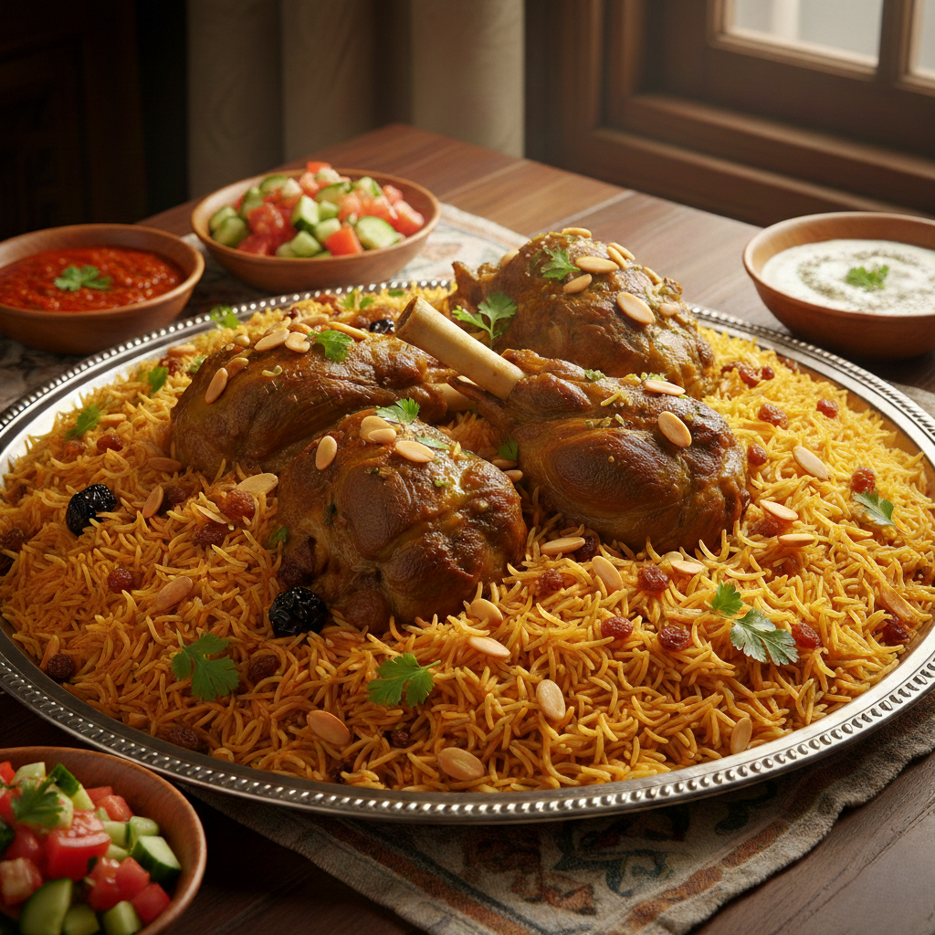 You are currently viewing كبسة اللحم السعودية – أسرار اللحم الذائب والأرز النثري بمرق الذبيحة مع شيف تيتا