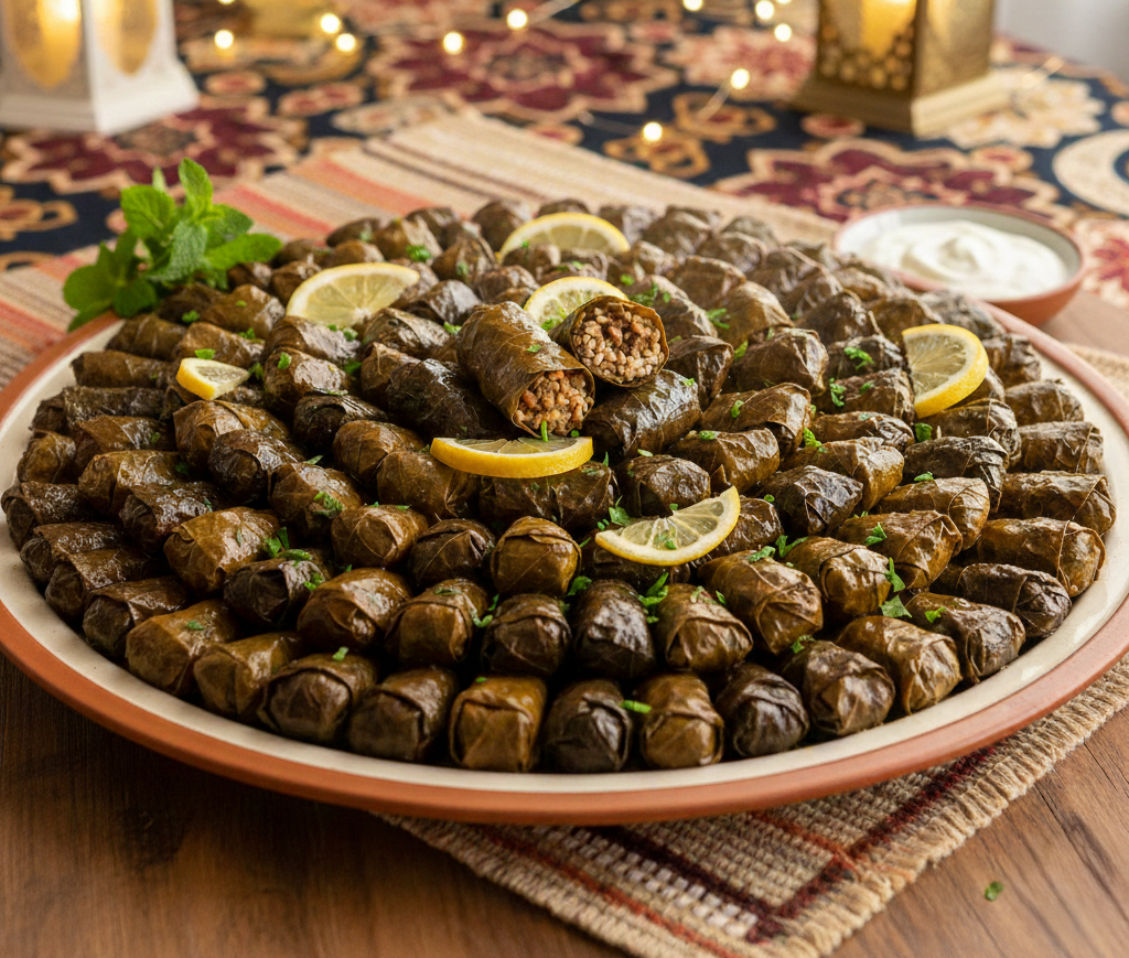 You are currently viewing محشي ورق العنب بالليمون ودبس الرمان – سر اللمعة والمزازة مع شيف تيتا