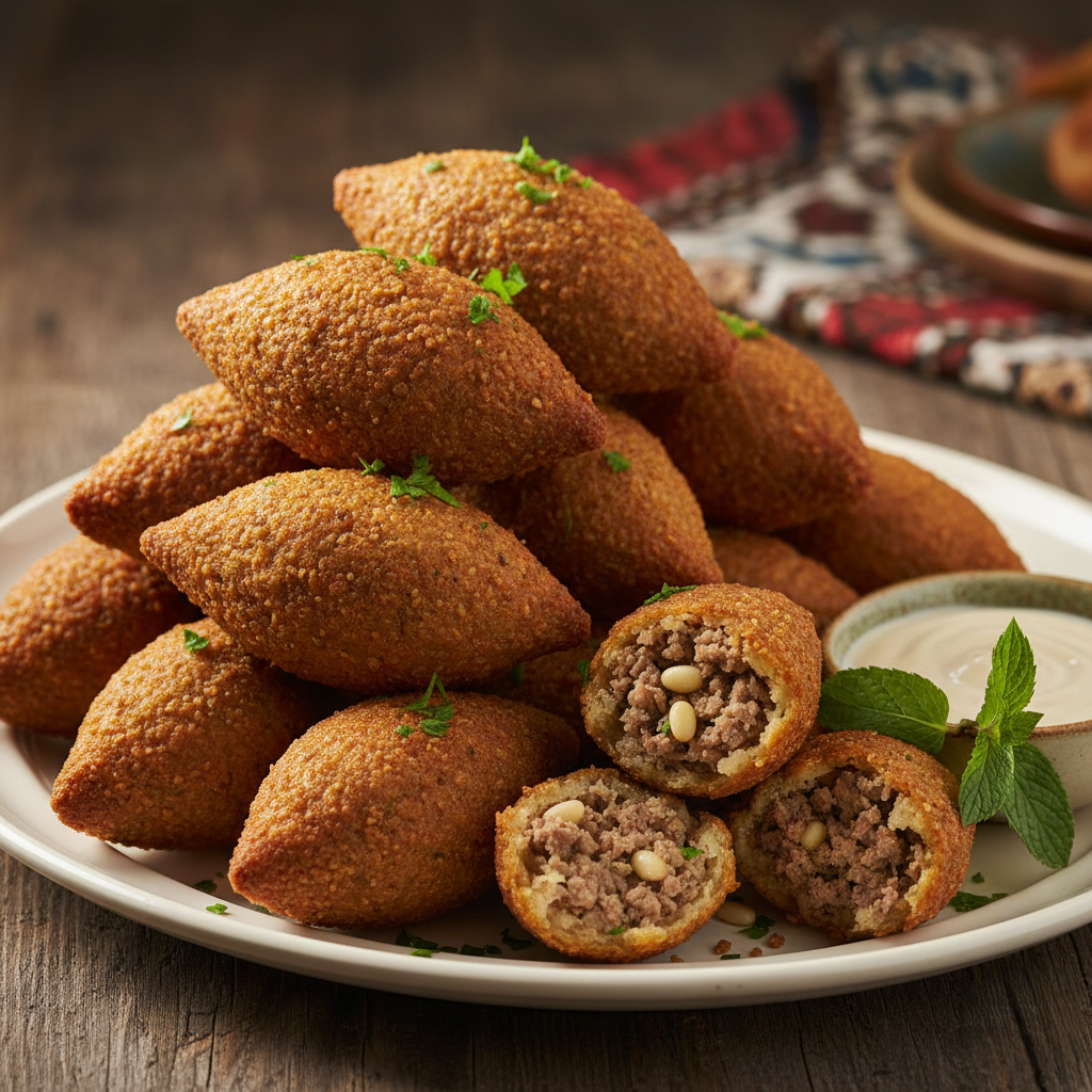 You are currently viewing الكبة المقلية الشامية – أسرار العجينة المتماسكة والقرمشة الذهبية مع شيف تيتا