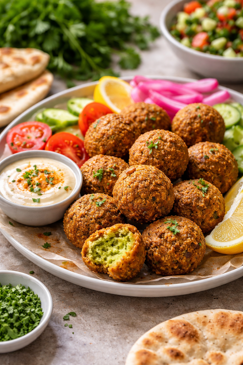 You are currently viewing الفلافل المنزلية المقرمشة – أسرار العجينة الهشة واللون الذهبي مع شيف تيتا