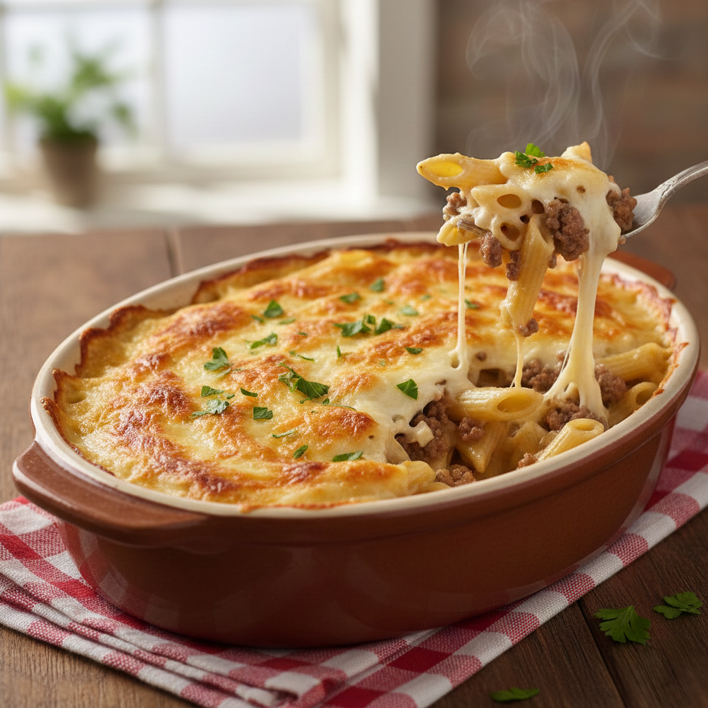 You are currently viewing مكرونة بالبشاميل المصرية – أسرار القوام “الچوسي” والطبقات المتماسكة مع شيف تيتا