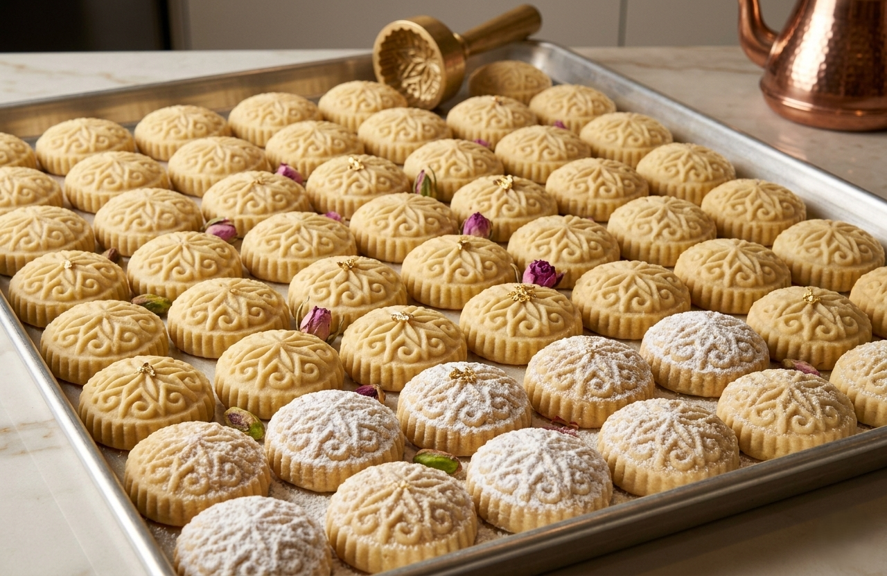 You are currently viewing كحك العيد الناعم – أسرار “البث” والسمن المقدوح والنقشة الثابتة مع شيف تيتا