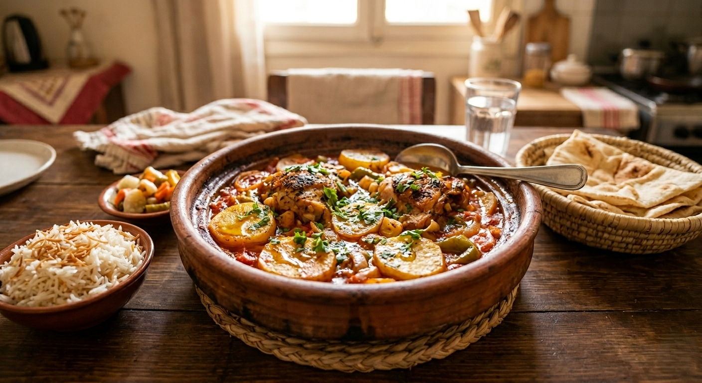 You are currently viewing طاجن البطاطس المسبك – أسرار القوام الذائب والنكهة البيتي مع شيف تيتا