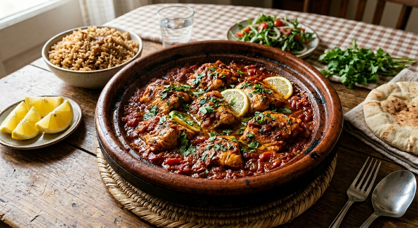 You are currently viewing طاجن سمك صيادية – أسرار البصل المكرمل والصلصة المسبكة مع شيف تيتا